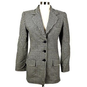 Vintage 90's Linda Allard Ellen Tracy Black/Cream 100% Wool Blazer/Jacket
